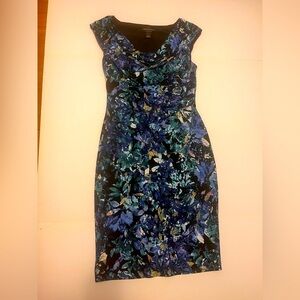 Connected Apparel Blue Floral Dress sleeveless